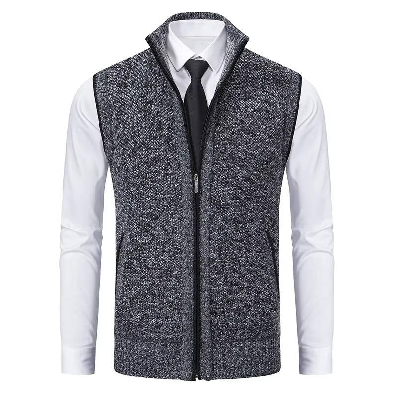Gilet Homme En Tweed Laine Zip Front Pour Tenues Formelles Et Décontractées Amawinc Premium