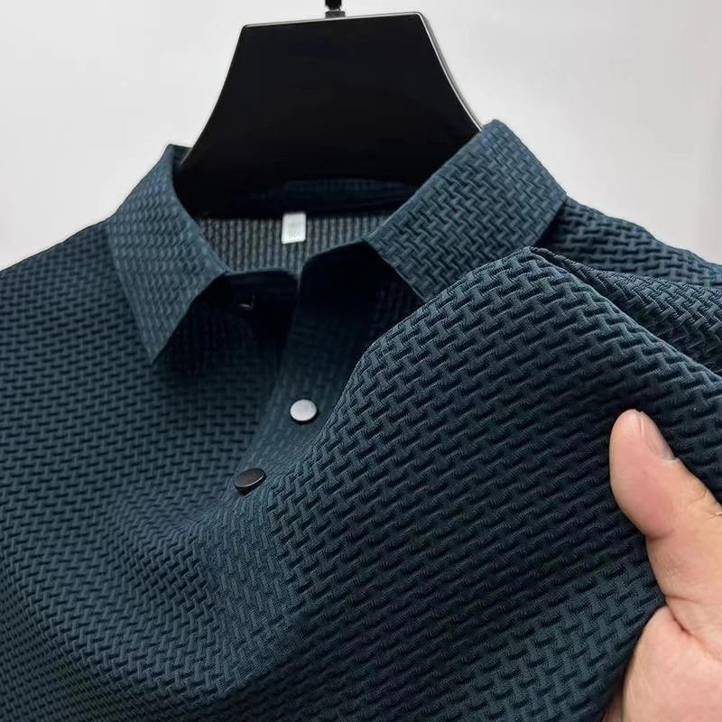 Amawinc Polo Tricoté Homme Manches Courtes Respirant Stretch Pour Tous Les Jours Confortable
