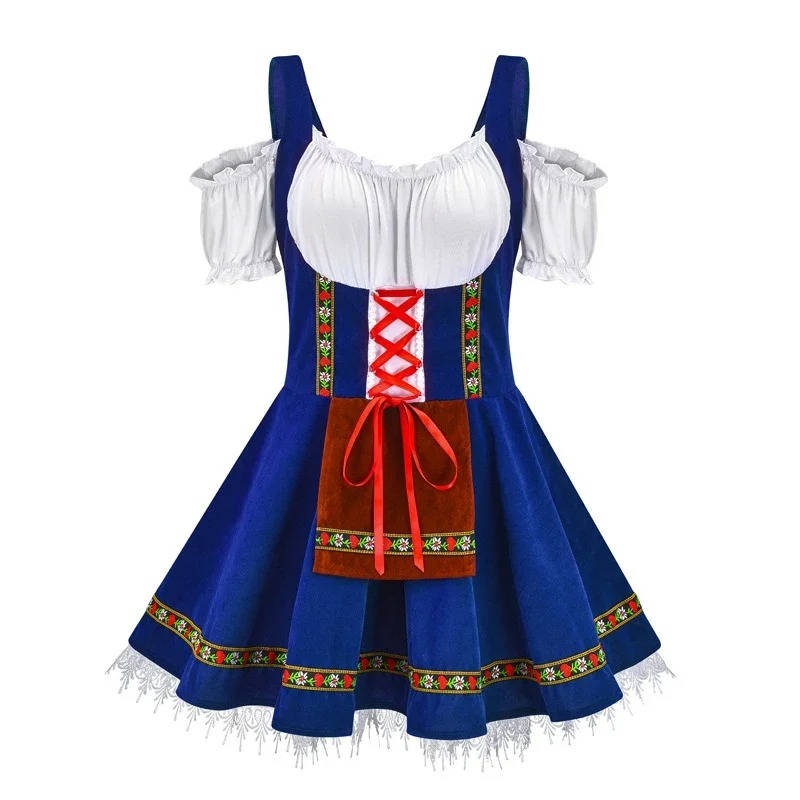Robe Dirndl Bavaroise Traditionnelle Allemande Pour Oktoberfest Ensemble Complet Avec Ruban