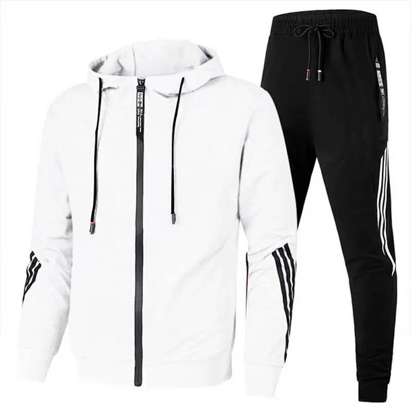 Survêtement Homme 2 Pièces Zippé À Capuche Et Jogging Pour Entraînement Et Vie Quotidienne Confortable