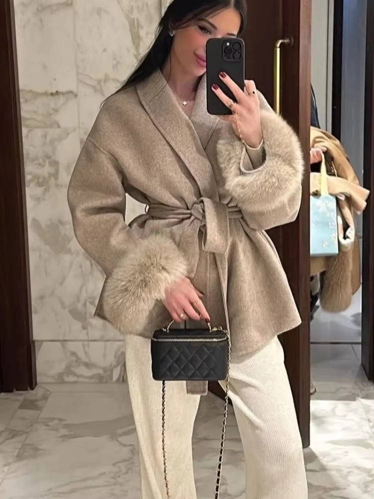 Manteau Court Wrap Pour Femmes Avec Ceinture Confort Et Chaleur Élégante Style Quotidien