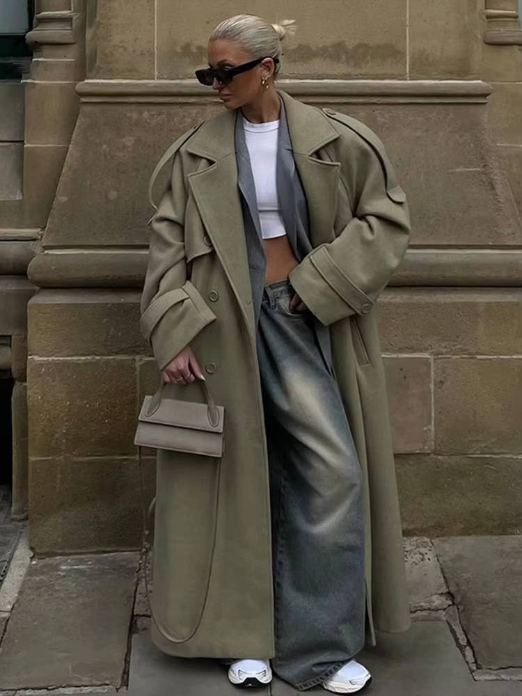 Manteau Trench Long Oversize Femme Professionnel Polyvalent Pour Femme Bureau Automne Hiver