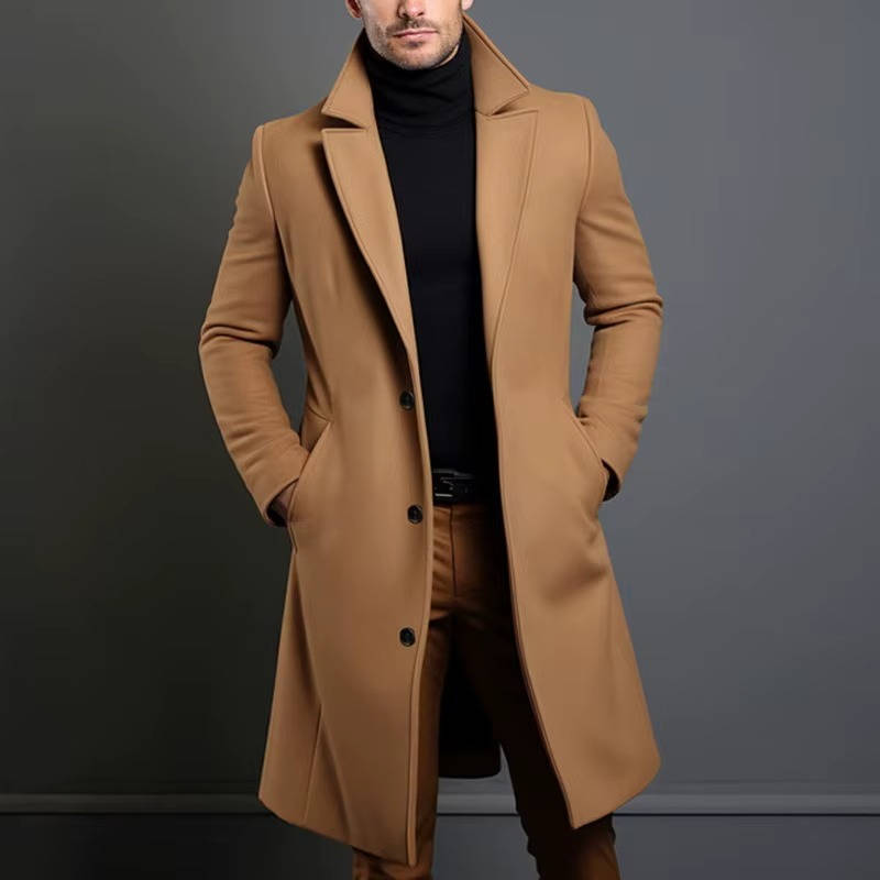 Amawinc Manteau Long Pour Homme À Simple Boutonnage Noir Intemporel Pour Tenues Formelles Et Décontractées