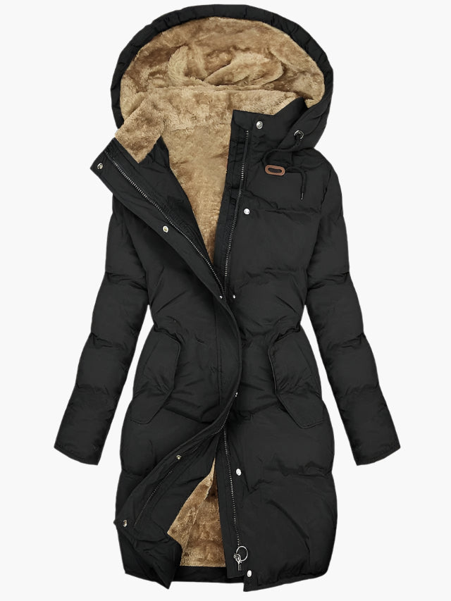 Olivia Manteau Long Matelassé À Capuche Pour Femmes Hivernale Élégant Et Très Chaud