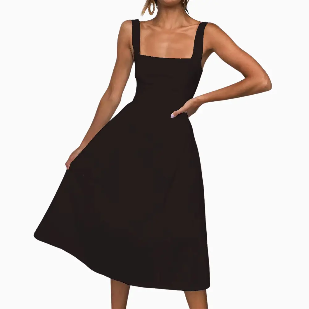 Robe Midi À Col Carré Froncée Drea Par Amawinc Pour Été Silhouette Épurée Et Confortable