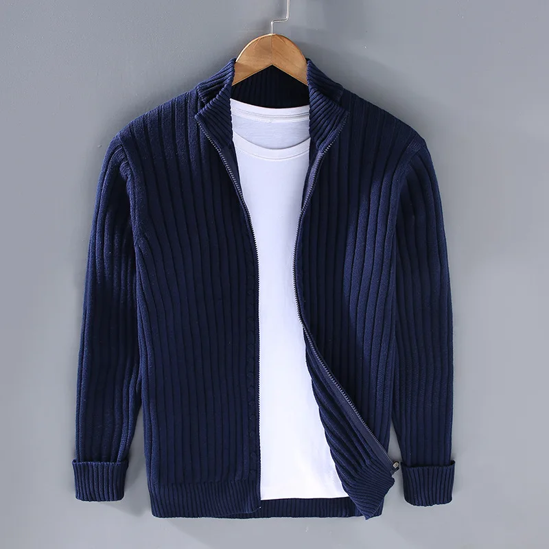 Waylynn Cardigan Zippé À Côtes Pour Homme En Tricot Avec Col Debout Slim Fit Pour Superposition