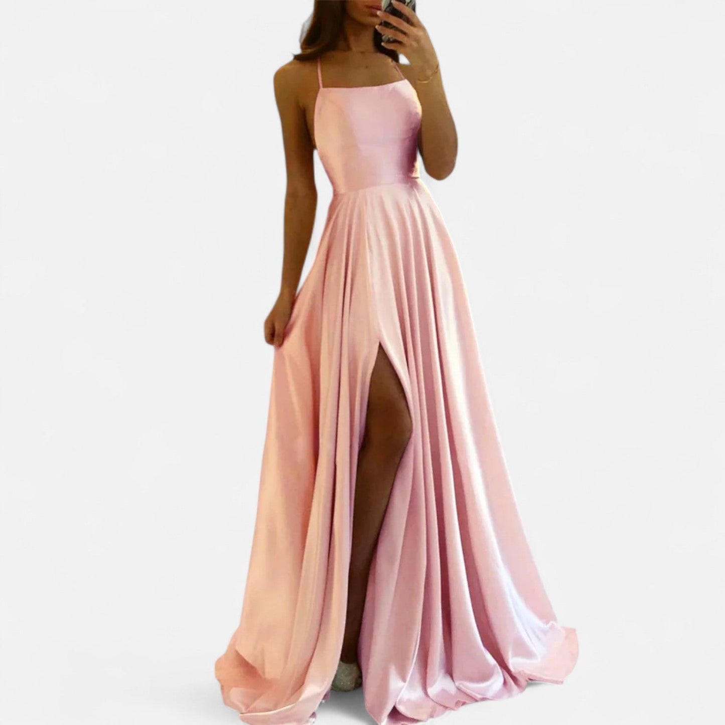 Robe Maxi Satin À Fente Latérale Moderne Pour Femme Gabrielle Amawinc Élégante Idéale Pour Événements