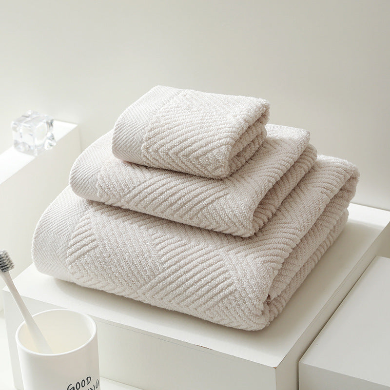 Ensemble De Serviettes De Bain En Coton Avec Texture Subtile Et Motif Géométrique