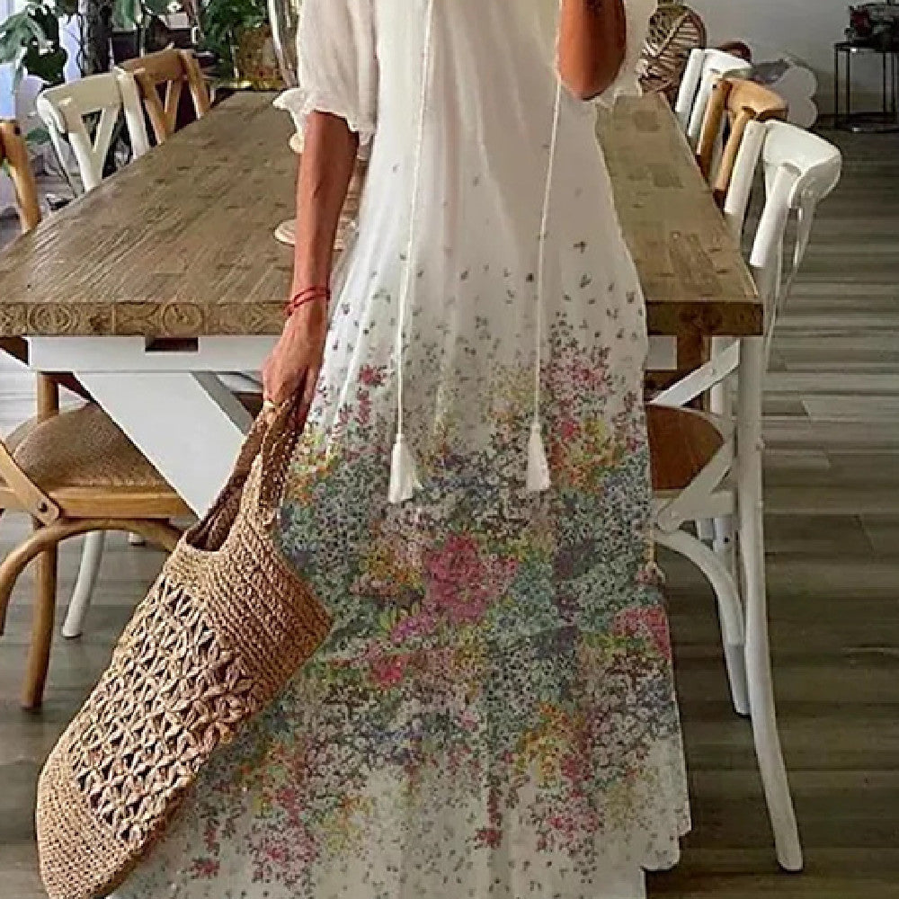 Fudus Kleid mit bedruckten, mittellangen Ärmeln