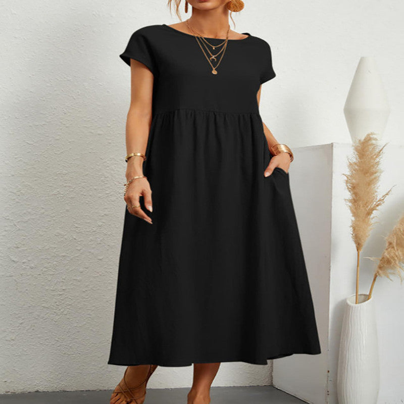Baumwoll-Leinen Kleid von Fudus, ärmellos, mit Taschen