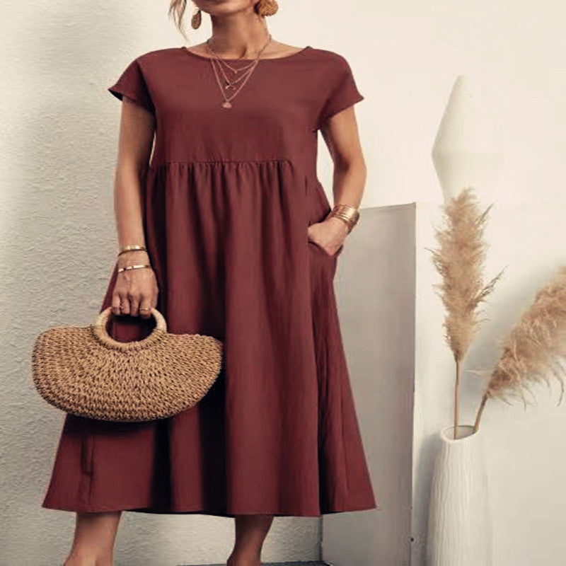 Baumwoll-Leinen Kleid von Fudus, ärmellos, mit Taschen
