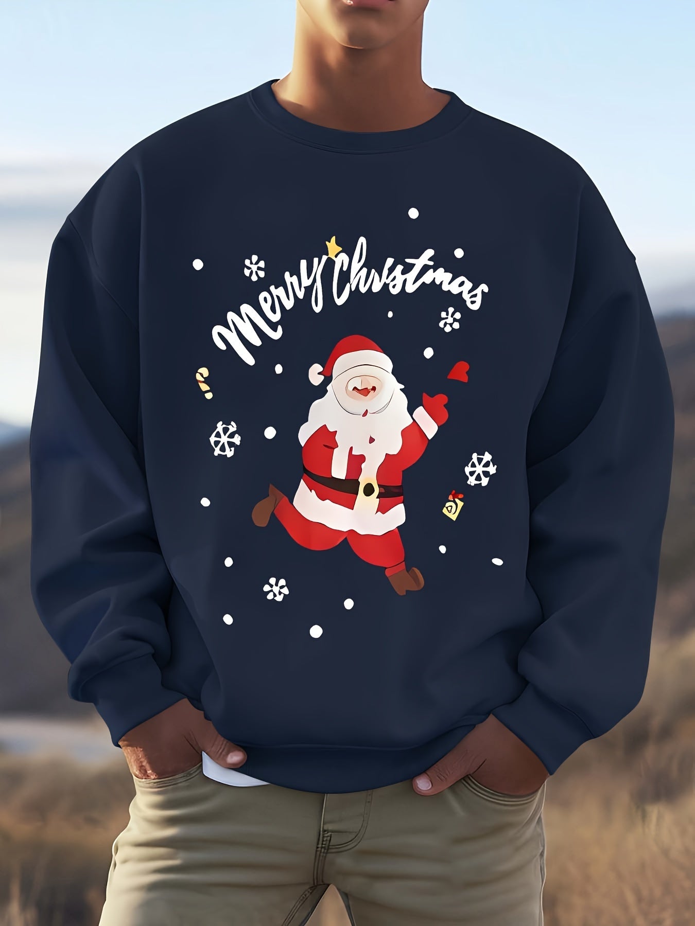 Amawinc | Sweatshirt mit Weihnachtsmotiv Baumwolle Frohe Weihnachten Design