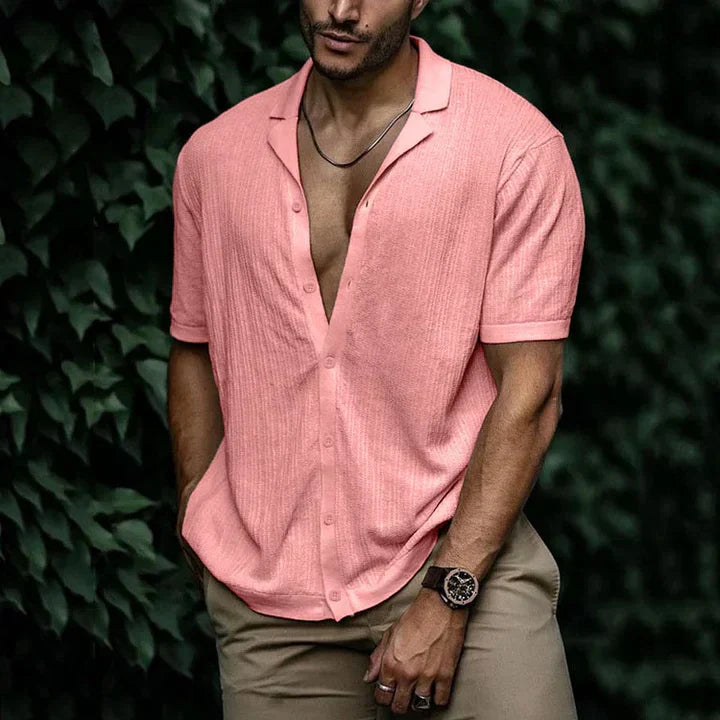 Chemise Homme Manches Courtes Léger Respirant en Lin et Coton Décontractée Coupe Vacances Été