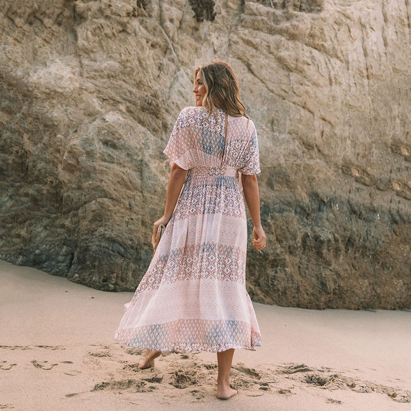 Fudus Boho Kleid mit Blumenmuster und asymmetrischem Schnitt