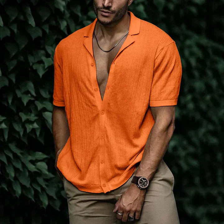 Chemise Homme Manches Courtes Léger Respirant en Lin et Coton Décontractée Coupe Vacances Été