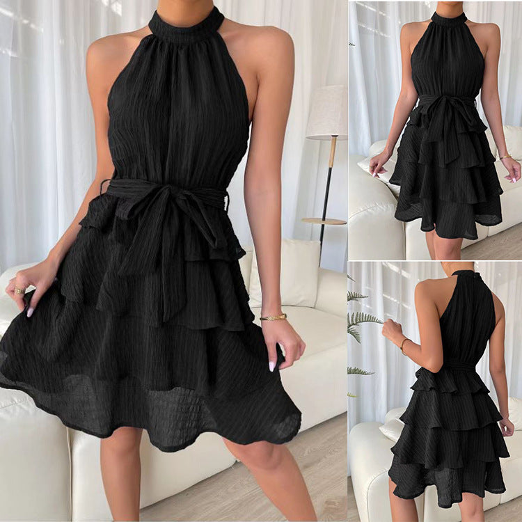 Neckholder-Rüschenkleid von Fudus (ärmellos)