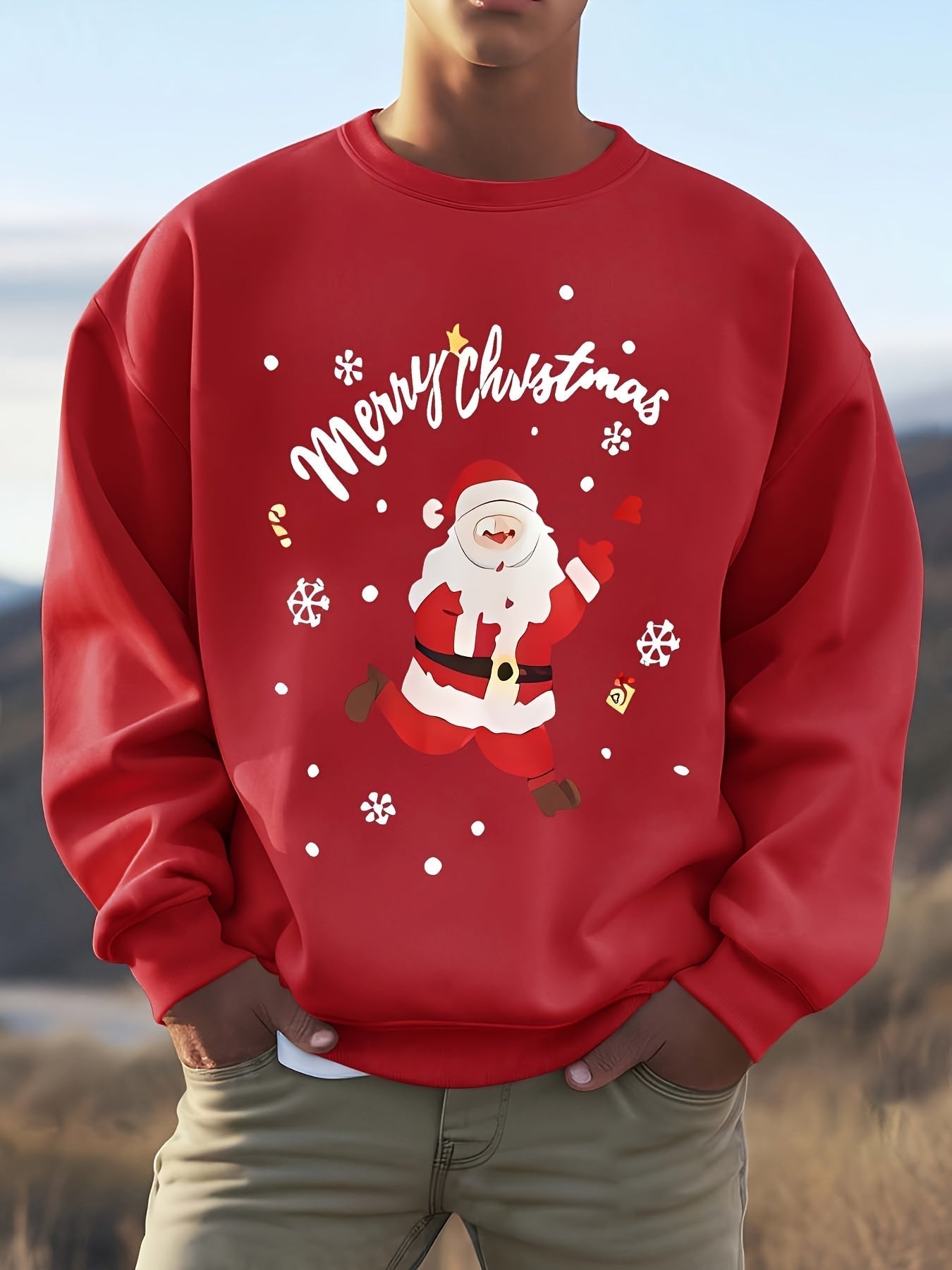 Amawinc | Sweatshirt mit Weihnachtsmotiv Baumwolle Frohe Weihnachten Design