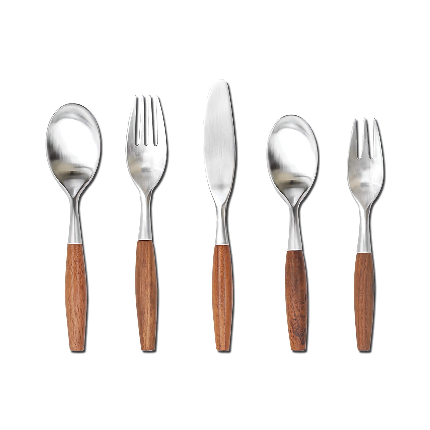 Ensemble de Couverts à Manche en Bois Style Japonais en Acier Inoxydable Élégant