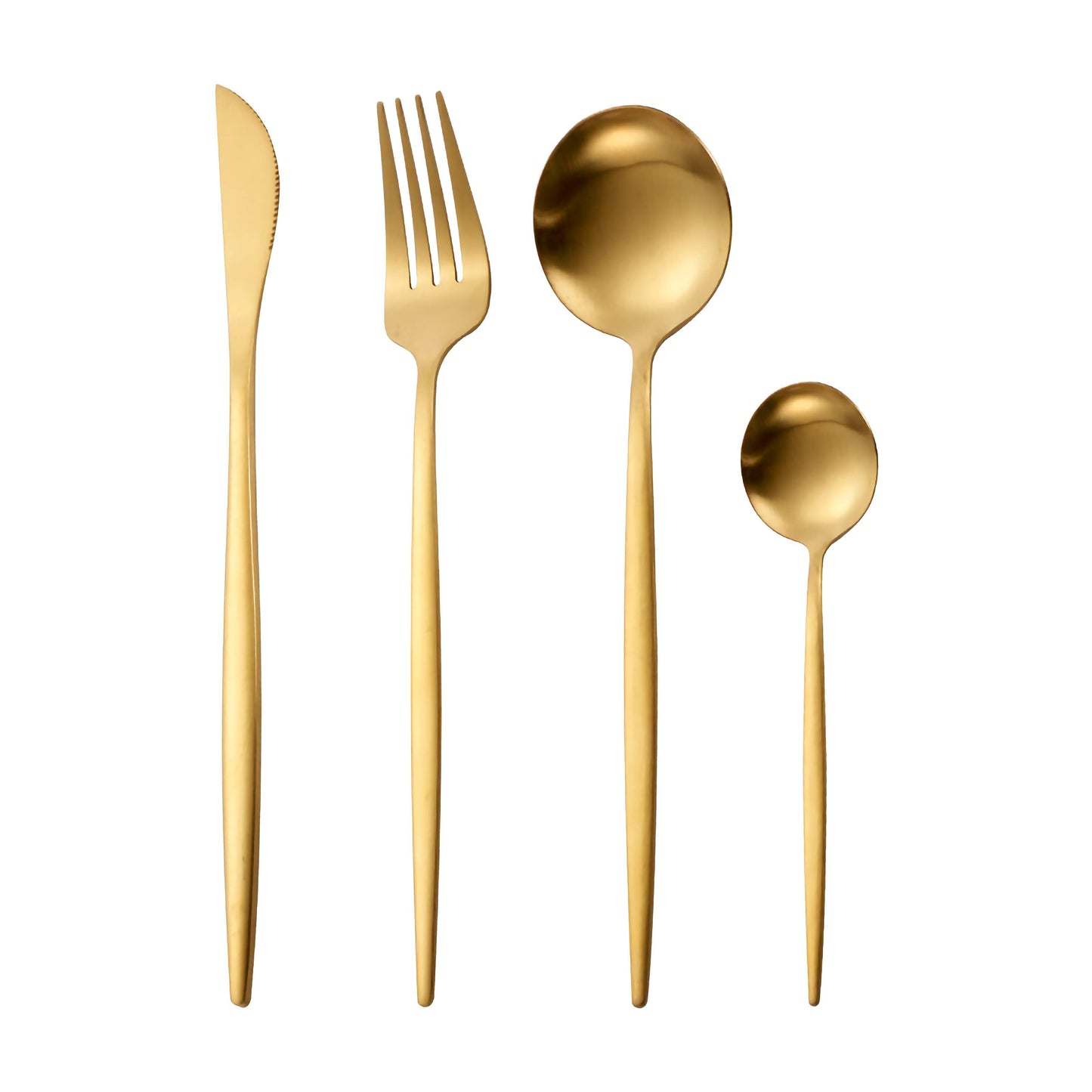 Ensemble de Couverts Doré Mat Minimaliste pour Table Élégante Design Contemporain et Confortable