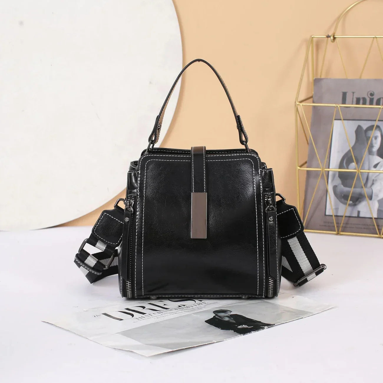 Amawinc Ellen Sac Satchel Structuré En Cuir Synthétique Durable Toutes Saisons Avec Deux Poignées Et Courroie Ajustable