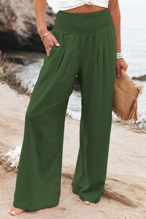Mia Pantalon Femme À Jambes Larges Pour Vacances Décontractées Plage Confort Élégance