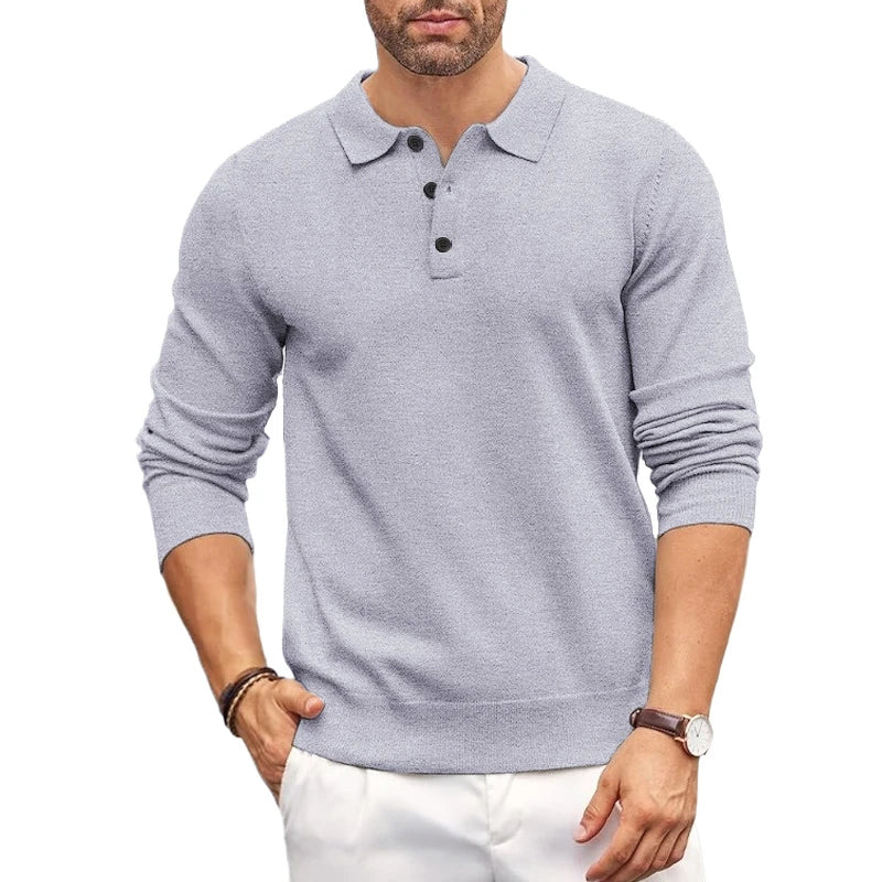 Amawinc Pull Maille Col Polo Homme Coupe Slim Élastique Confort Pour Superposition Style Décontracté