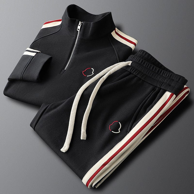 Ensemble Deux Pièces Veste et Pantalon de Sport pour Homme Regular Fit Zip Quarter Rayures Amawinc