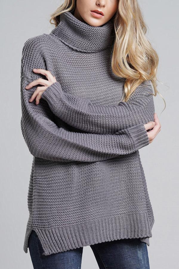 Pull Col Roulé Femme Maille Épaisse Oversize Nordisk-Flair Avec Ourlet Et Poignets Côtelés