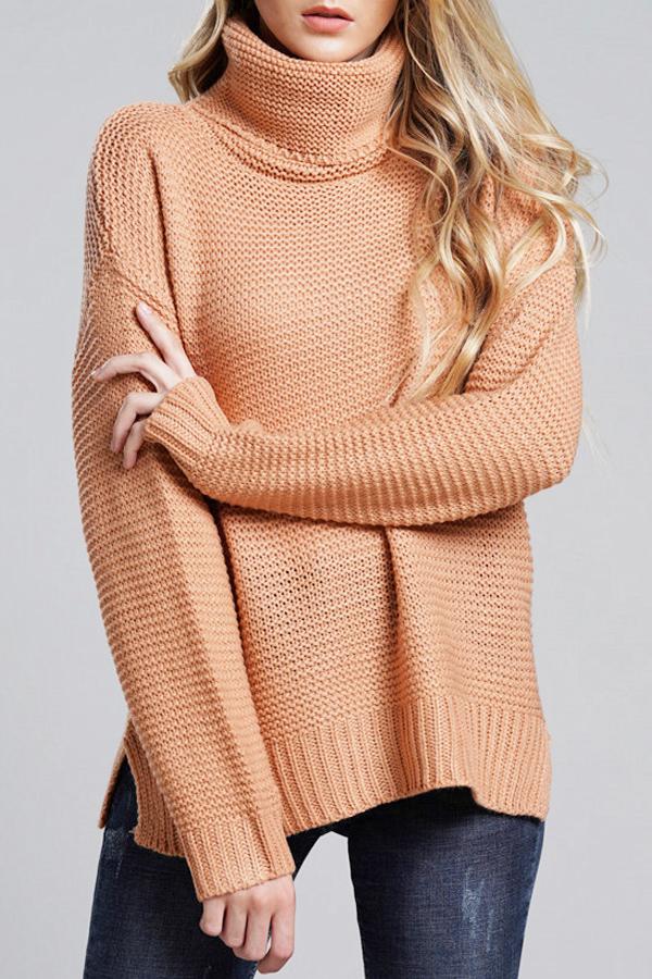 Pull Col Roulé Femme Maille Épaisse Oversize Nordisk-Flair Avec Ourlet Et Poignets Côtelés