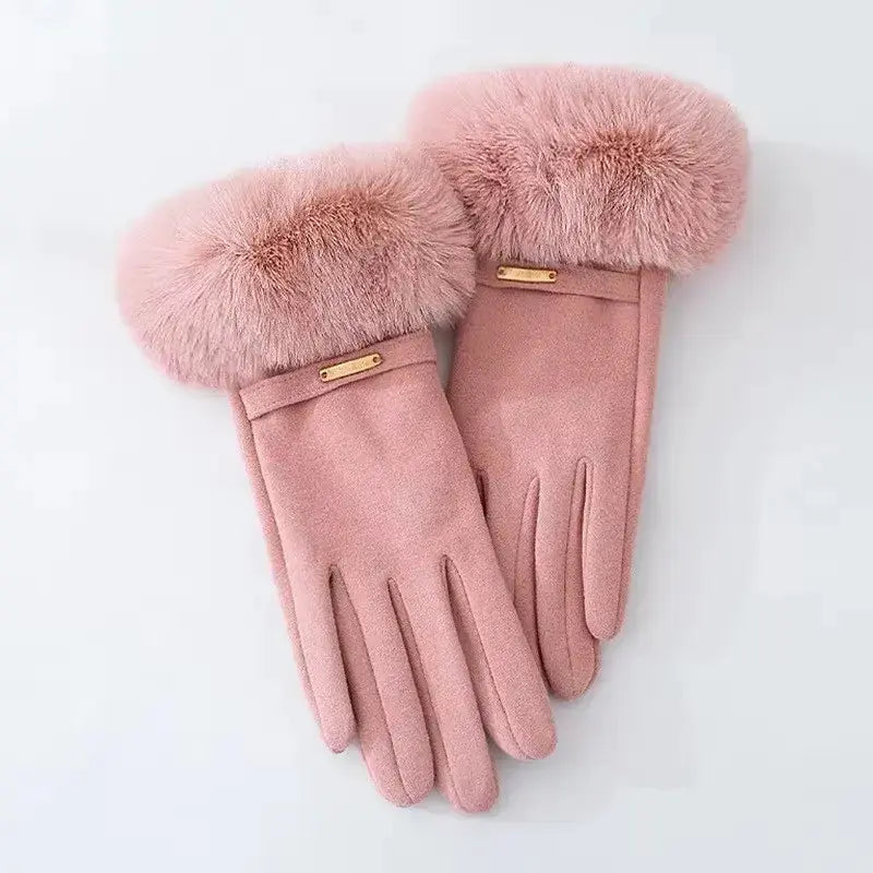 Chloe Gants Hiver Luxueux Doigts Entiers en Fourrure Synthétique avec Doublure Polaire et Compatible Écran Tactile