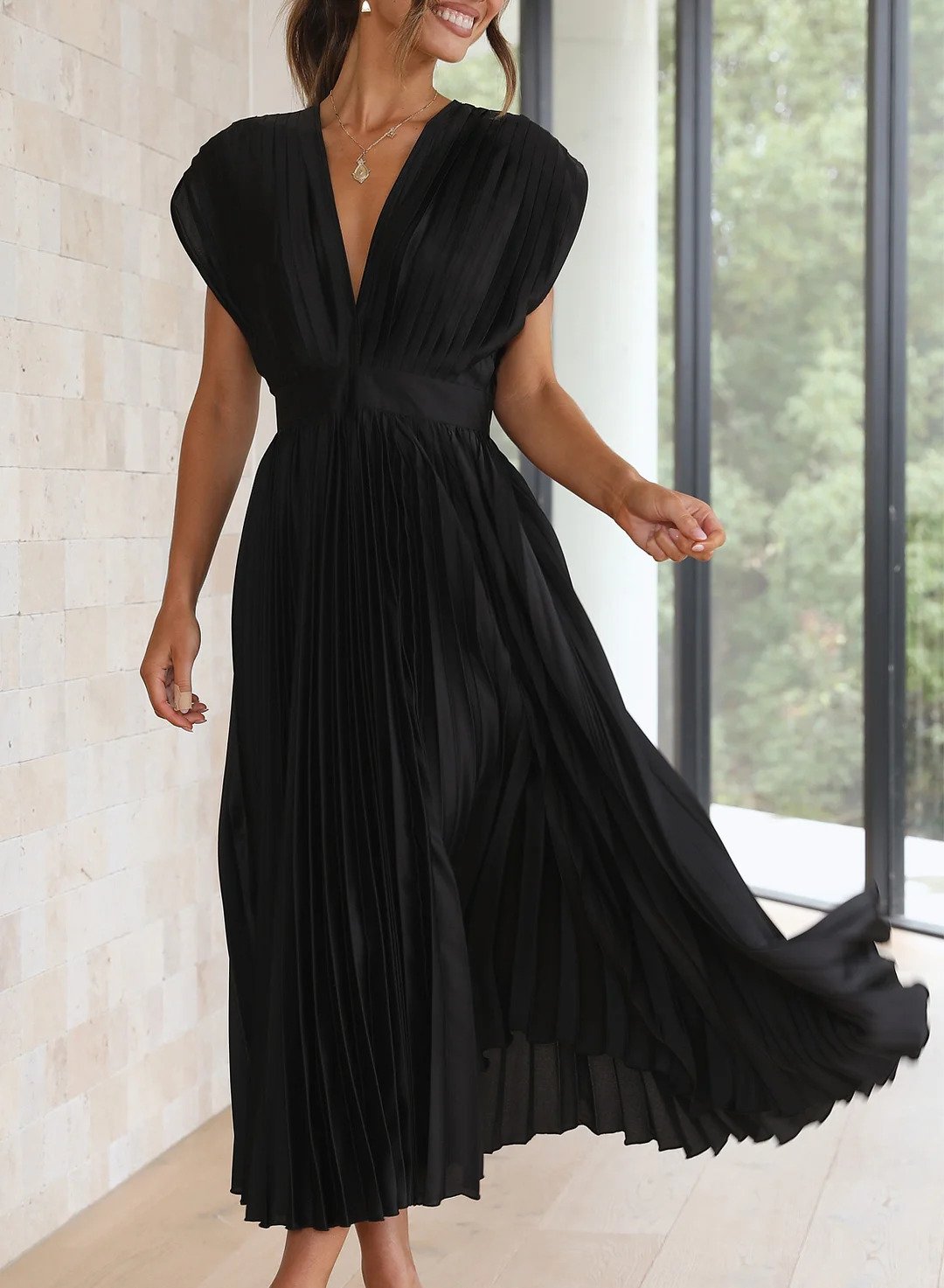 Cordelia Maxikleid mit kurzen Ärmeln