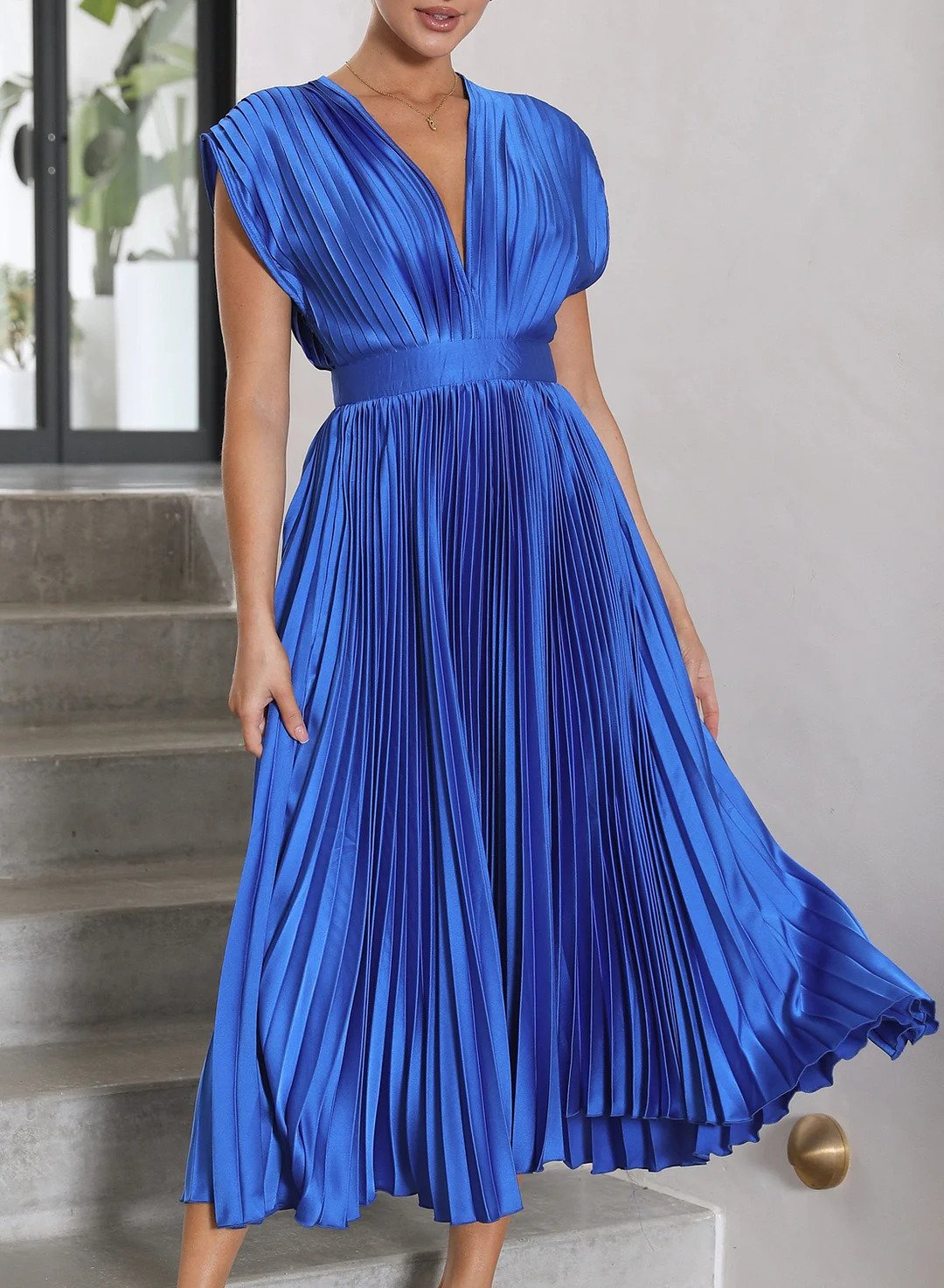 Cordelia Maxikleid mit kurzen Ärmeln