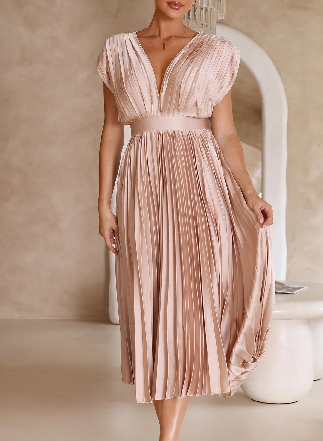 Cordelia Maxikleid mit kurzen Ärmeln