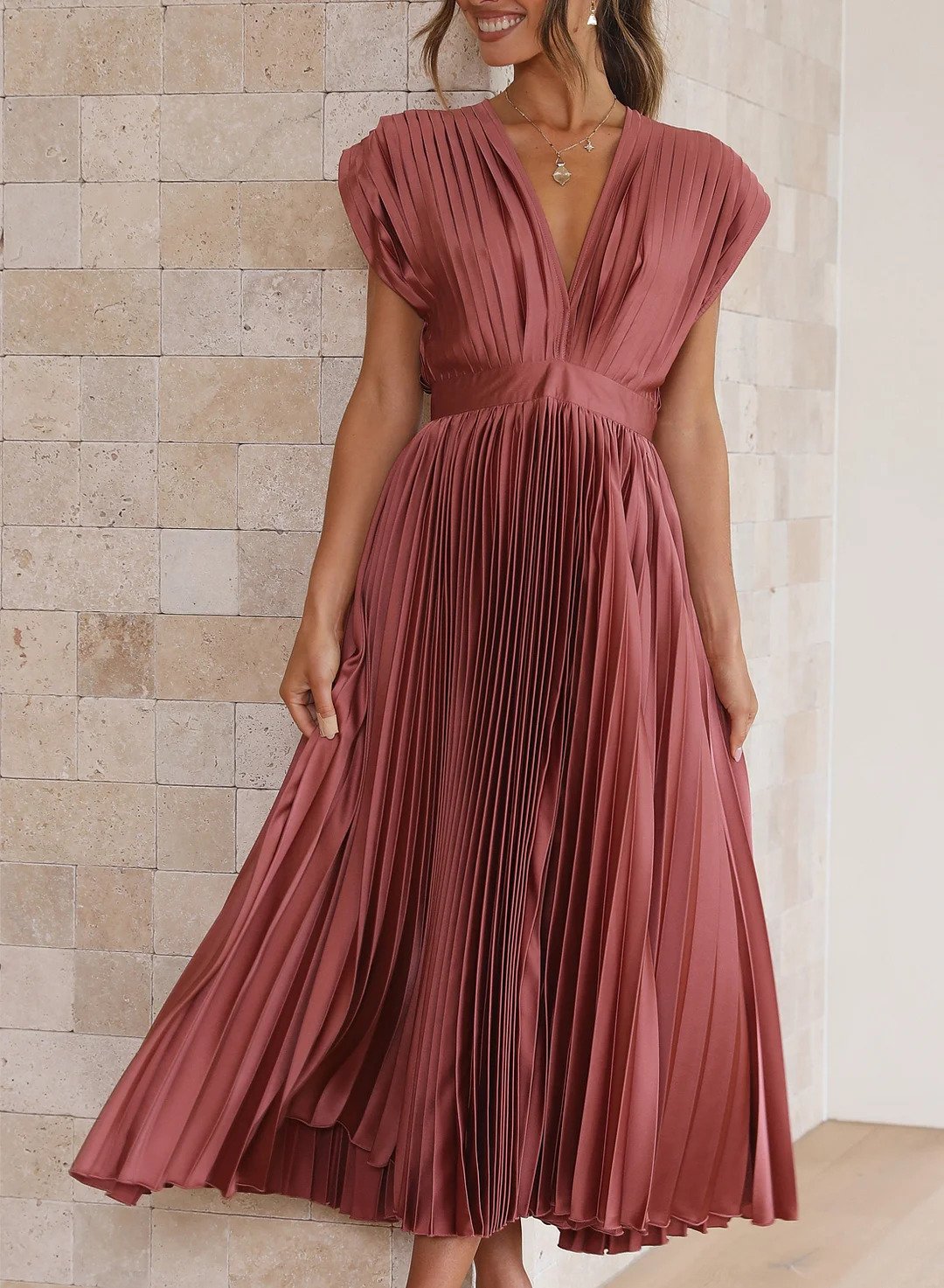 Cordelia Maxikleid mit kurzen Ärmeln