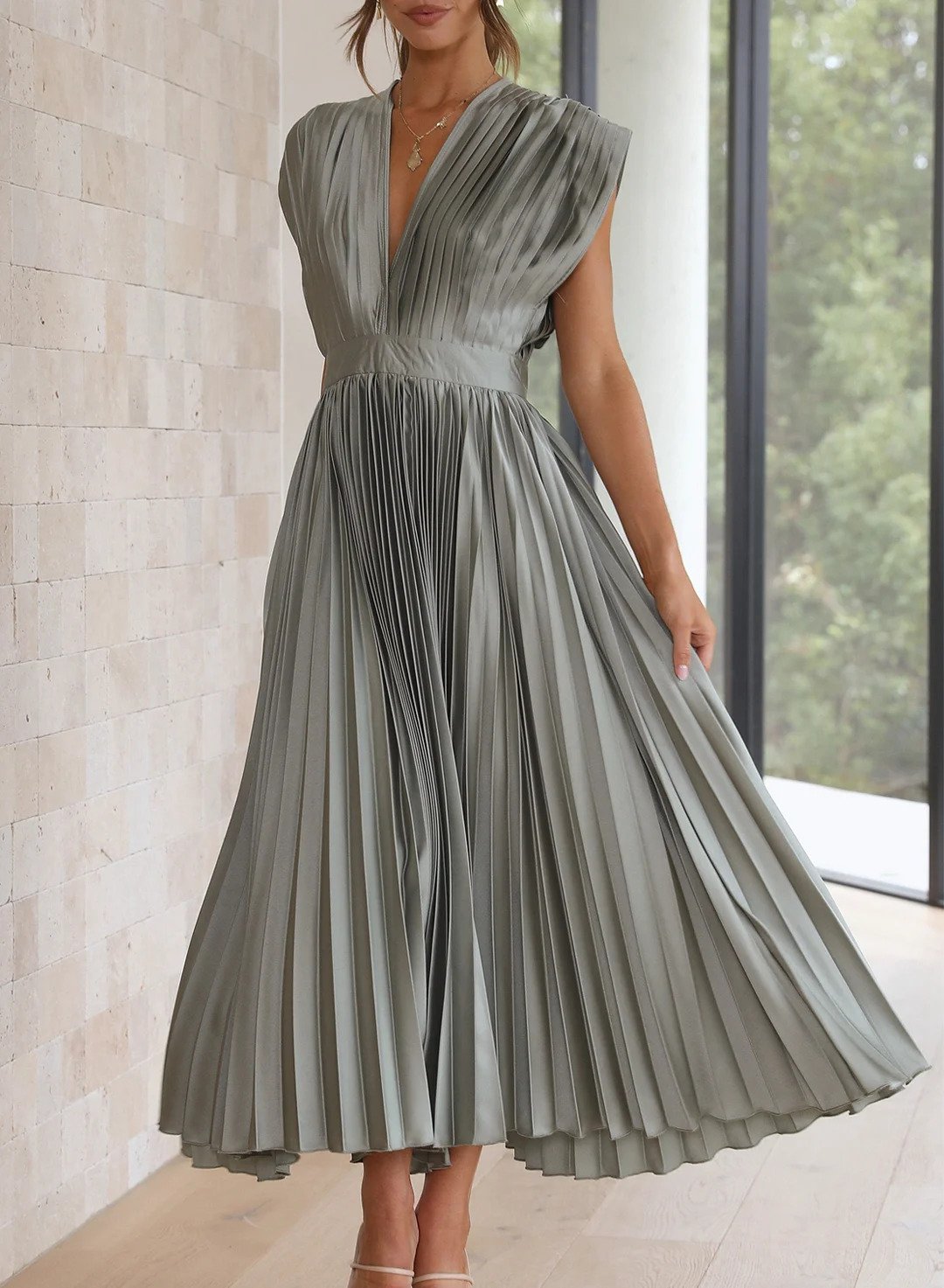 Cordelia Maxikleid mit kurzen Ärmeln