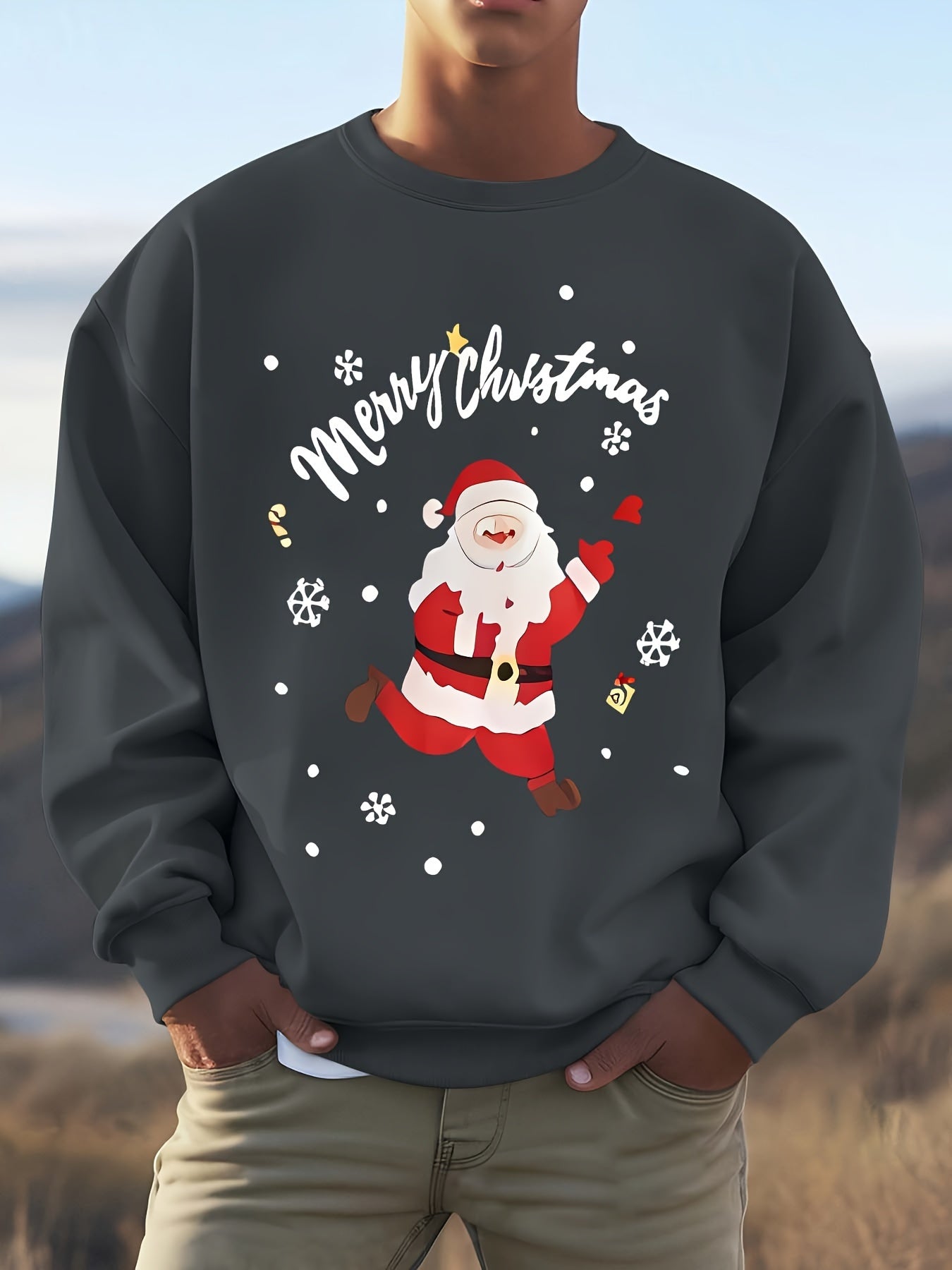 Amawinc | Sweatshirt mit Weihnachtsmotiv Baumwolle Frohe Weihnachten Design