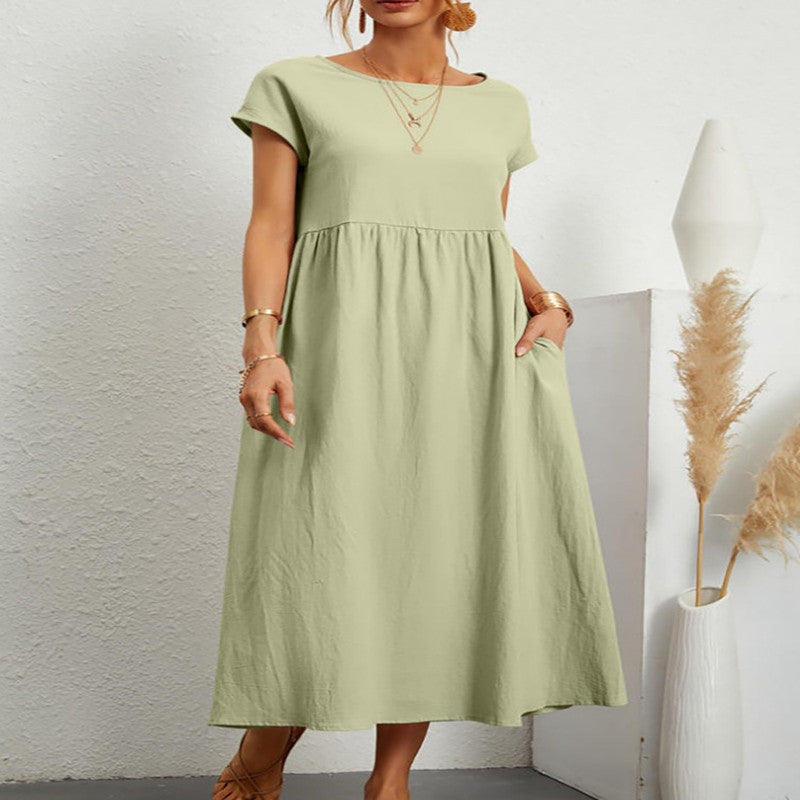 Baumwoll-Leinen Kleid von Fudus, ärmellos, mit Taschen