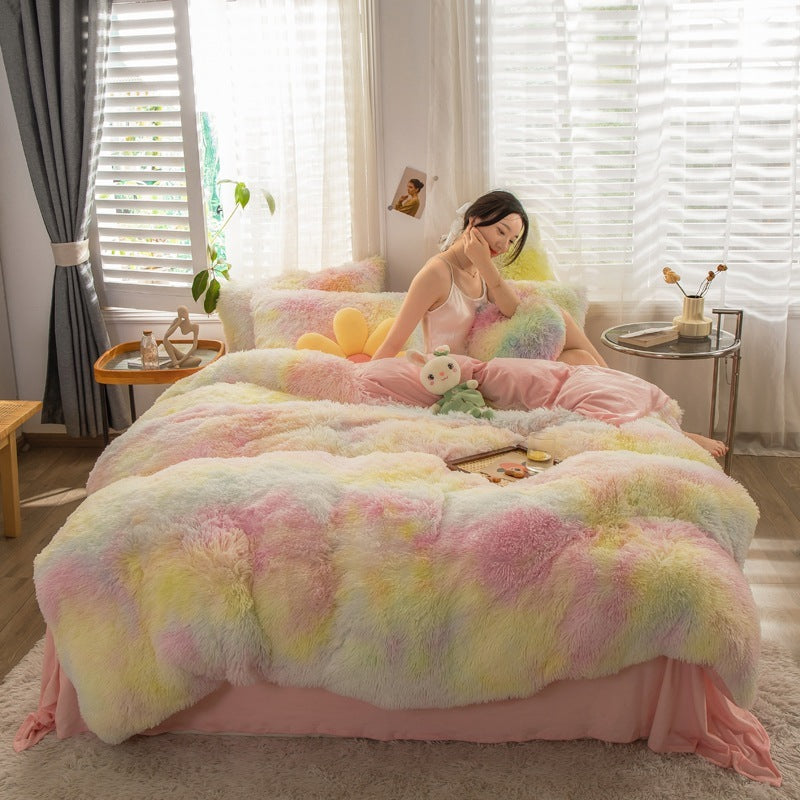 Housse De Couette En Fausse Fourrure Duveteuse Avec Texture Pelucheuse Pour Un Confort Luxueux
