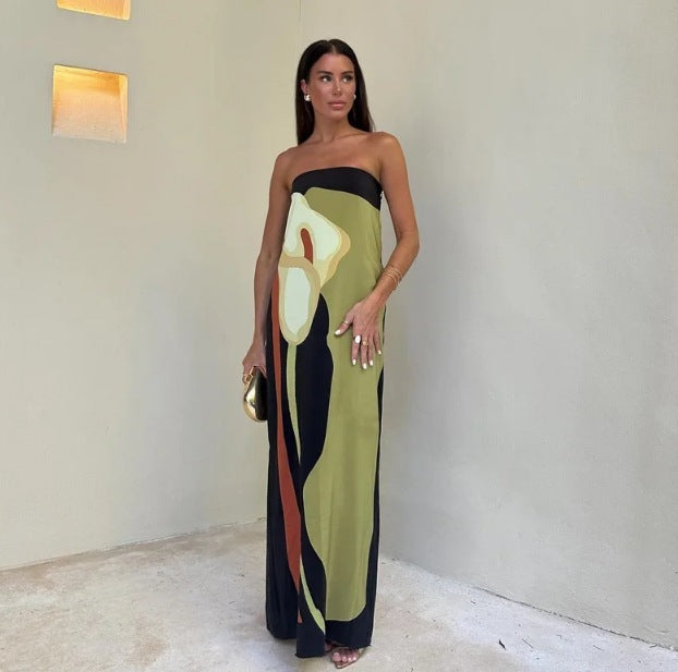 Fudus modisches, lässiges Kleid mit Avocado-Print im Röhren-Stil