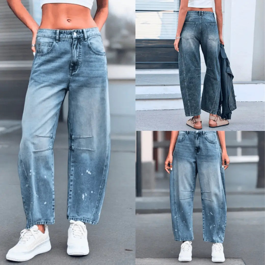 Jean Claudia Vintage Wash Relaxed Fit Confort Premium Denim Doux Pour Un Style Décontracté