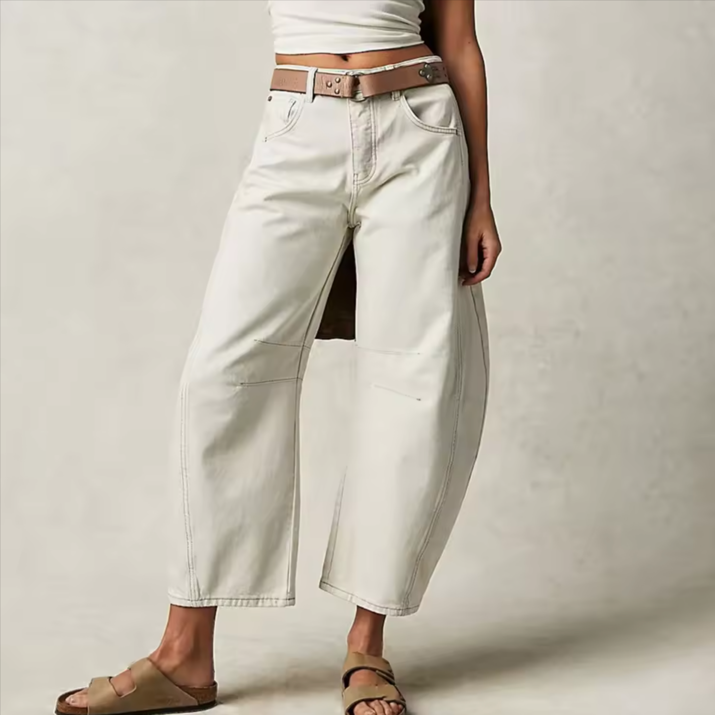 Jean Femme Coupe Décontractée Imprimé Animal Denim Longueur Standard Jambe Barrel Nordisk Flair Confort