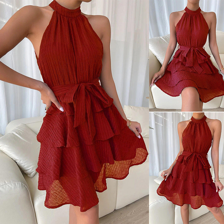 Neckholder-Rüschenkleid von Fudus (ärmellos)