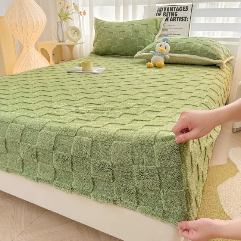 Drap-Housse Matelassé En Velours Doux Avec Motif Diamant Pour Un Confort Profond Et Confortable