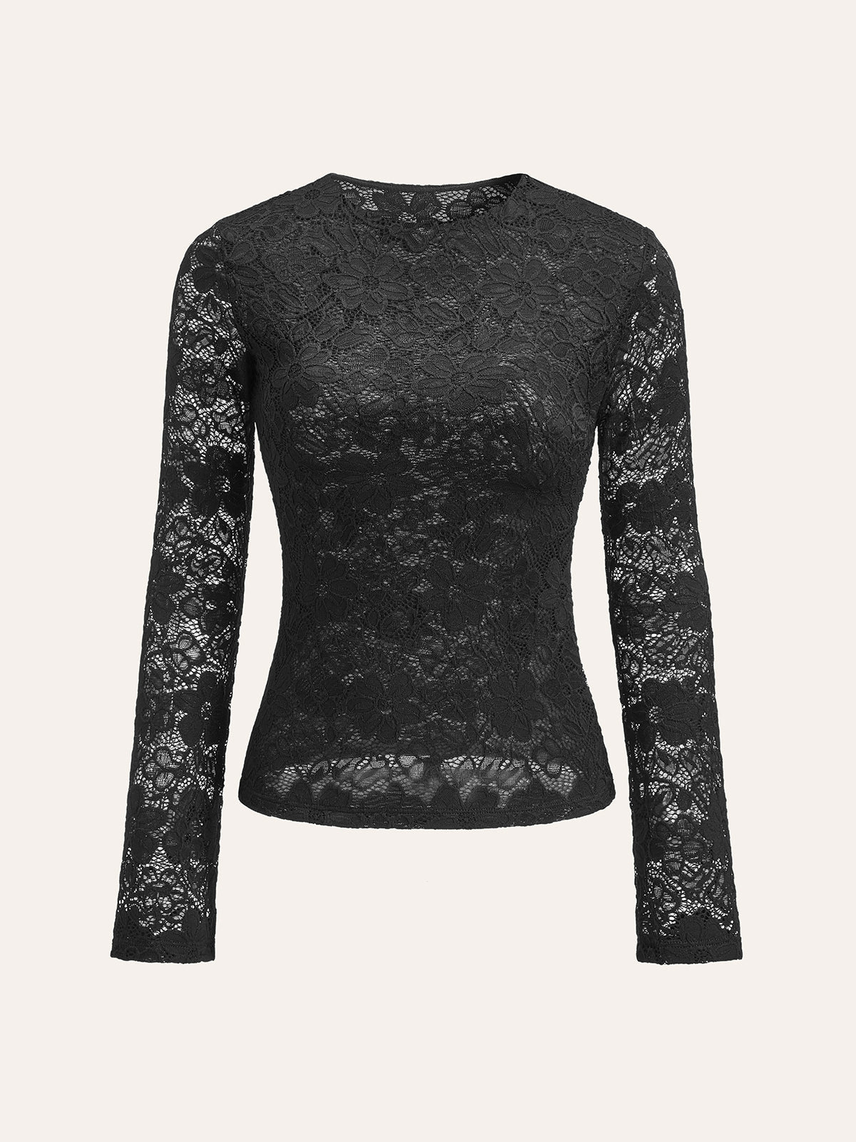 Haut En Dentelle Florale À Manches Longues Coupe Slim Pour Femme Bureau Et Loisir Quotidien