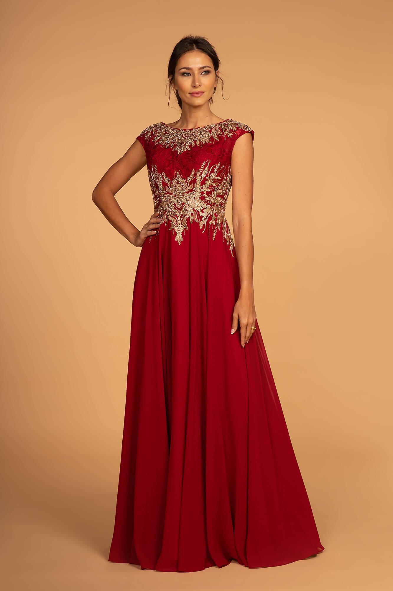 Robe Longue Taille Plus Formelle Pour Mère De La Mariée En Chiffon Avec Dentelle Col Bateau Manches Cap Zip Dos Coupe A