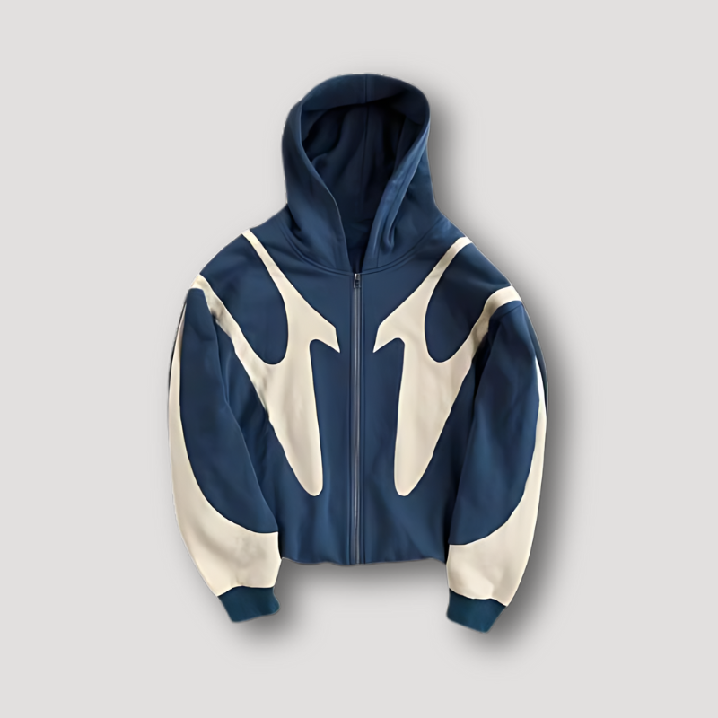 Sweat À Capuche Zippé Décontracté Pour Homme Coupe Relâchée Style Urbain Avec Panneaux Courbés Amawinc Streetwear