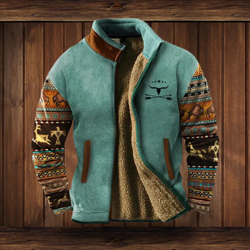 Manteau Homme Hivernal Tendance Confortable Avec Motif Tribal Héritage Distinct Par Amawinc