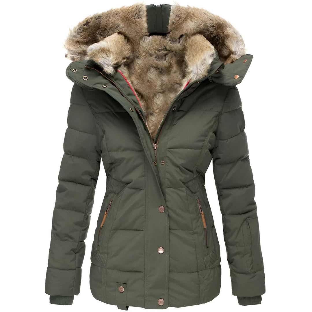 Veste Matelassée À Capuche Pour Femmes Avec Bordure En Fourrure Pour Chaleur Et Élégance Hivernale Confort
