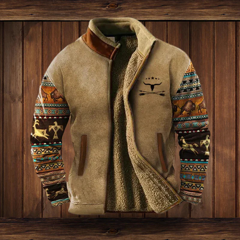 Manteau Homme Hivernal Tendance Confortable Avec Motif Tribal Héritage Distinct Par Amawinc