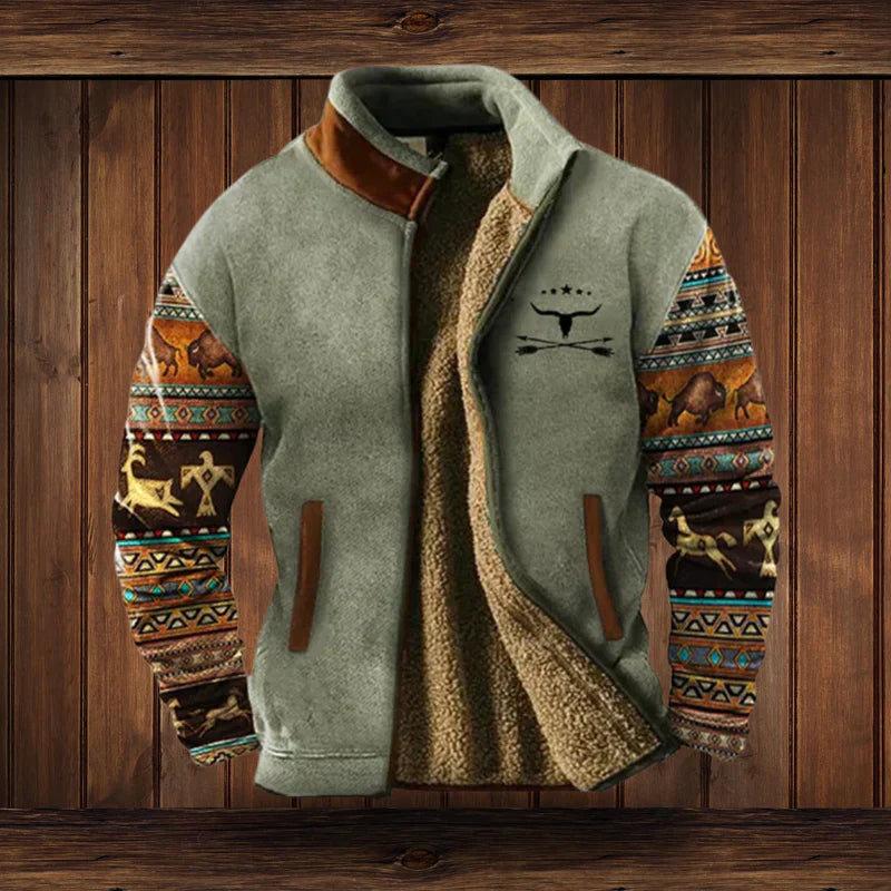 Manteau Homme Hivernal Tendance Confortable Avec Motif Tribal Héritage Distinct Par Amawinc